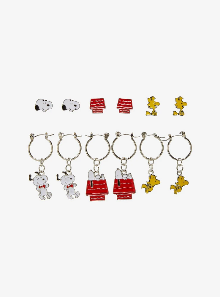 Peanuts Snoopy & Woodstock Stud & Hoop Earring Set