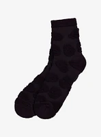 Black Skull Terry Cloth Crew Socks