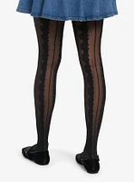 Black Faux Lace Sheer Tights