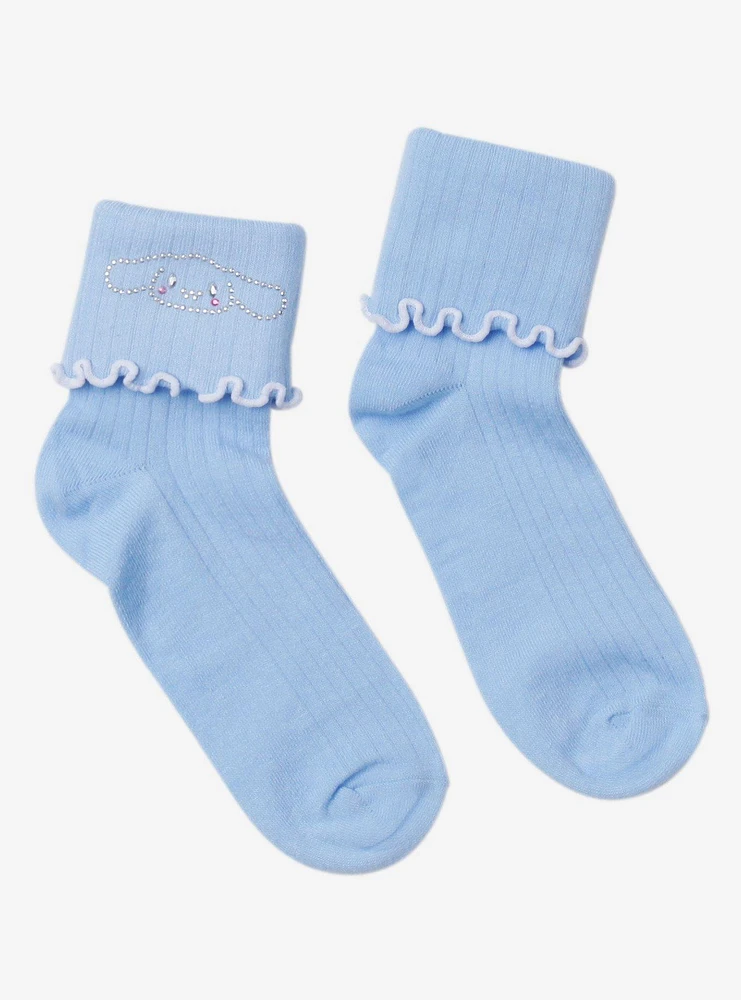 Cinnamoroll Rhinestone Fold-Over Ankle Socks