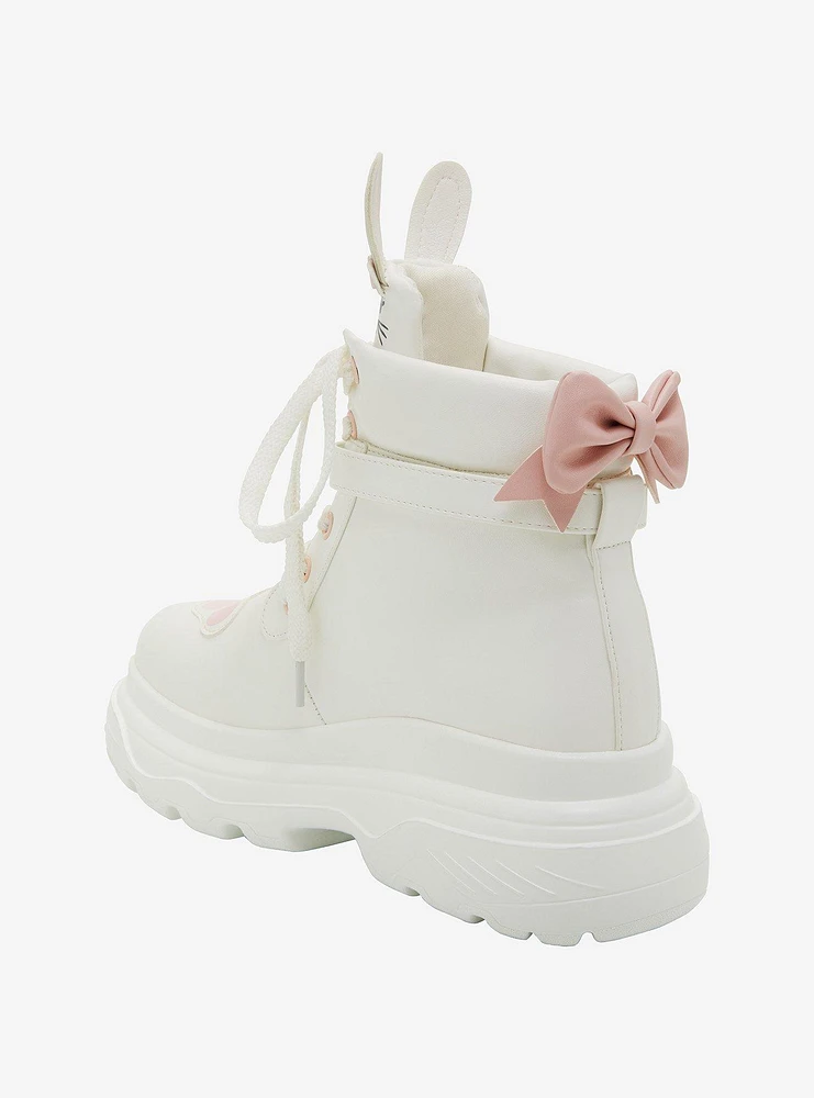 White Bunny Chunky Hi-Top Sneakers