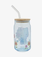 Sanrio Hello Kitty Floral Glass Cup with Straw