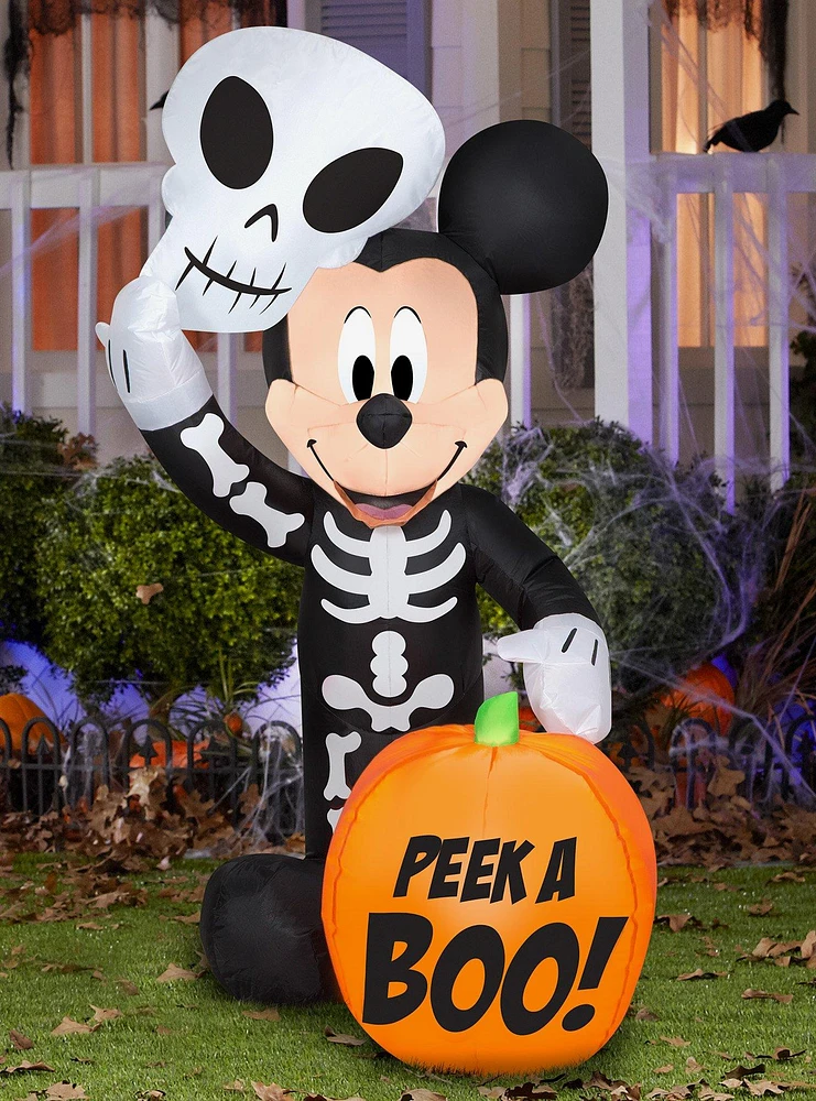 Disney Mickey Mouse Skeleton Pumpkin Inflatable Decor