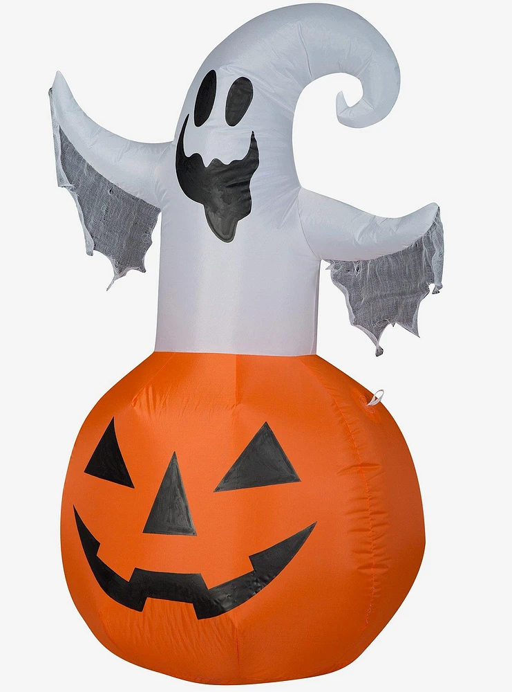 Ghost On Jack-O'-Lantern Inflatable Decor