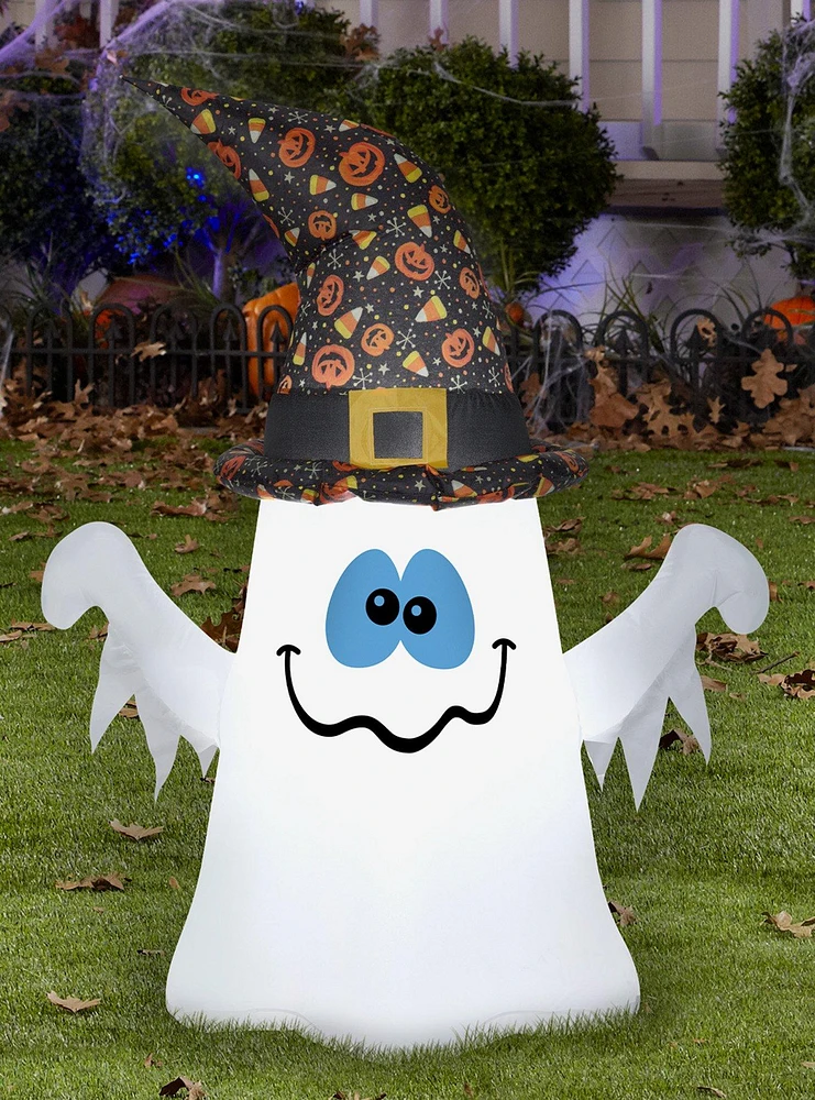 Ghost in Witch Hat Inflatable Decor