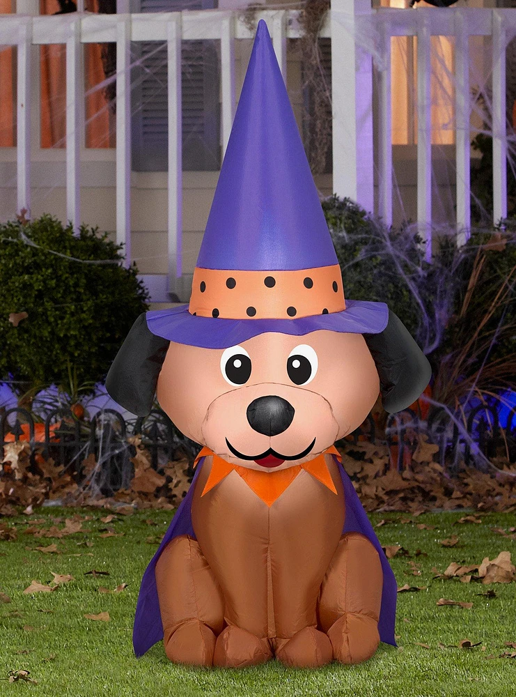 Dog in Witch Hat Inflatable Decor