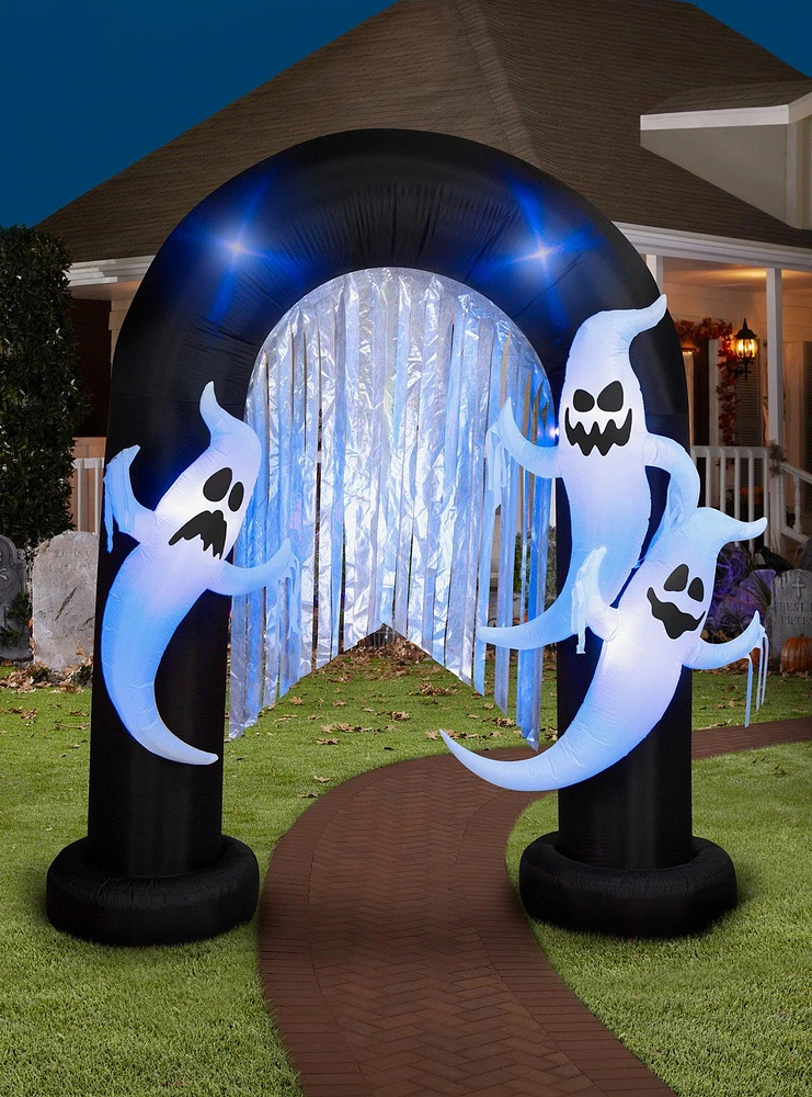 Ghost Archway with Flickering Lights Streamers Inflatable Decor