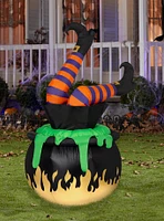 Animated Kicking Witch Legs in Cauldron Inflatable Decor