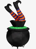 Animated Kicking Witch Legs in Cauldron Inflatable Decor