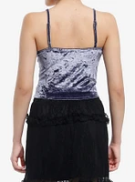 Cosmic Aura Blue Velvet Lace Trim Cami