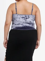 Cosmic Aura Blue Velvet Lace Trim Cami Plus