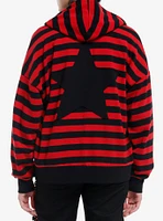 Social Collision Red & Black Stripe Star Patch Girls Hoodie