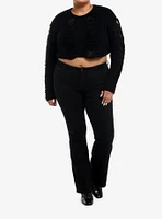 Cosmic Aura Black Distressed Bolero Girls Crop Shrug Plus