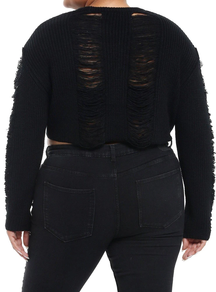 Cosmic Aura Black Distressed Bolero Girls Crop Shrug Plus