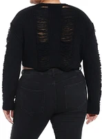 Cosmic Aura Black Distressed Bolero Girls Crop Shrug Plus