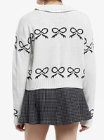 Sweet Society White Glitter Bow Collar Girls Cardigan