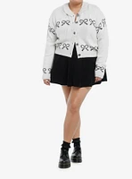 Sweet Society White Glitter Bow Collar Girls Cardigan Plus