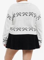 Sweet Society White Glitter Bow Collar Girls Cardigan Plus