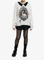 Thorn & Fable Jackalope Distressed Knit Girls Sweater