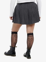 Sweet Society Black & Grey Micro Gingham Pleated Mini Skirt Plus