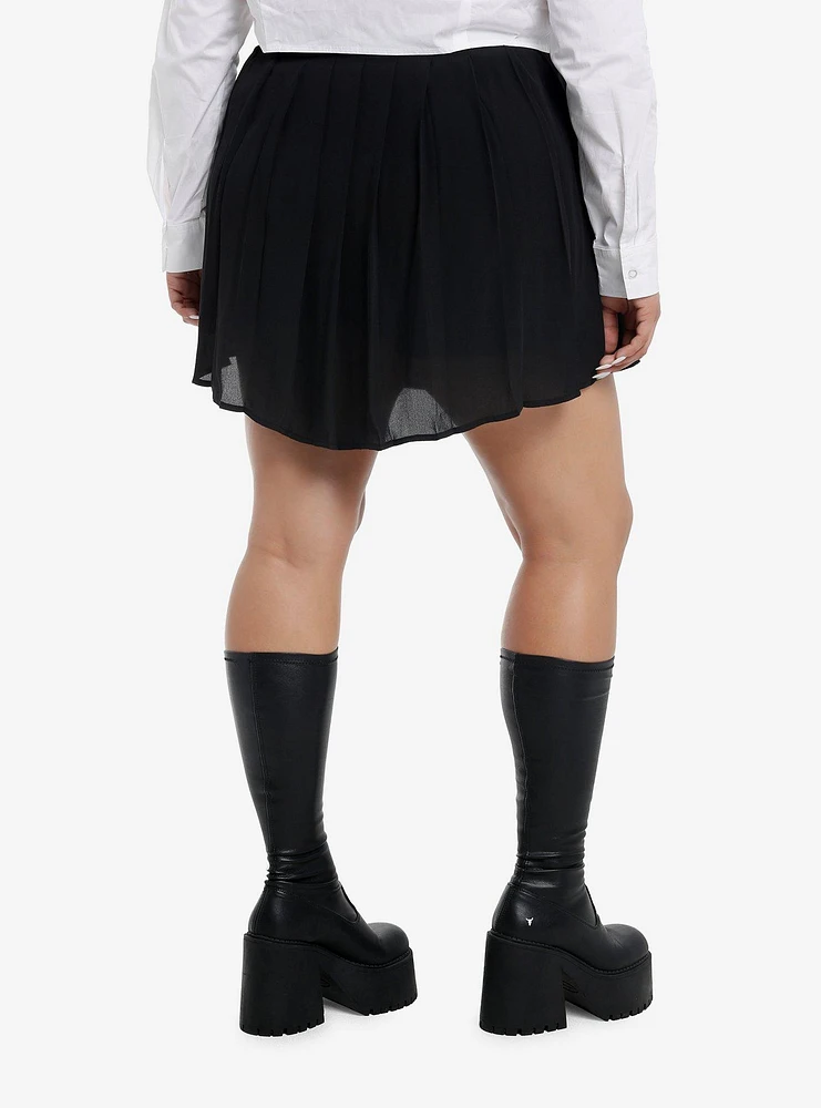 Sweet Society Black Pleated Flowy Skort Plus