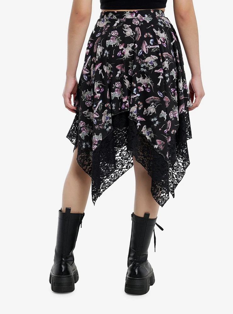 Thorn & Fable Mushroom Rat Hanky Hem Midi Skirt