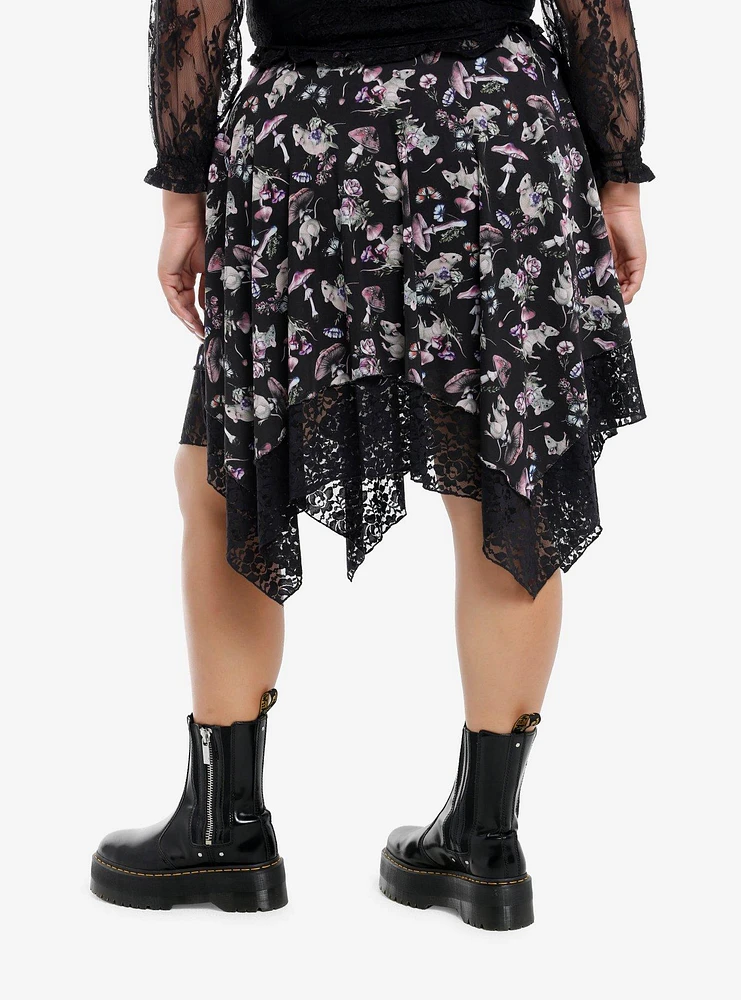 Thorn & Fable Mushroom Rat Hanky Hem Midi Skirt Plus