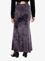 Cosmic Aura Purple Velvet Cross Chain Belt Maxi Skirt