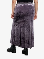 Cosmic Aura Purple Velvet Cross Chain Belt Maxi Skirt Plus