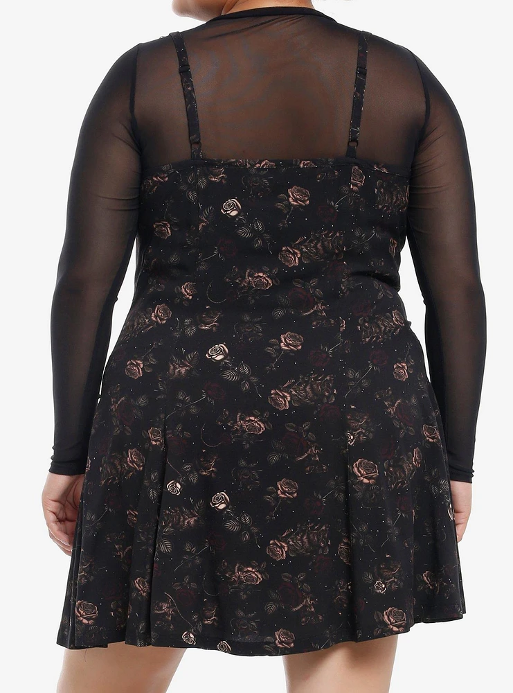 Thorn & Fable Rodents Roses Mesh Twofer Cami Dress Plus