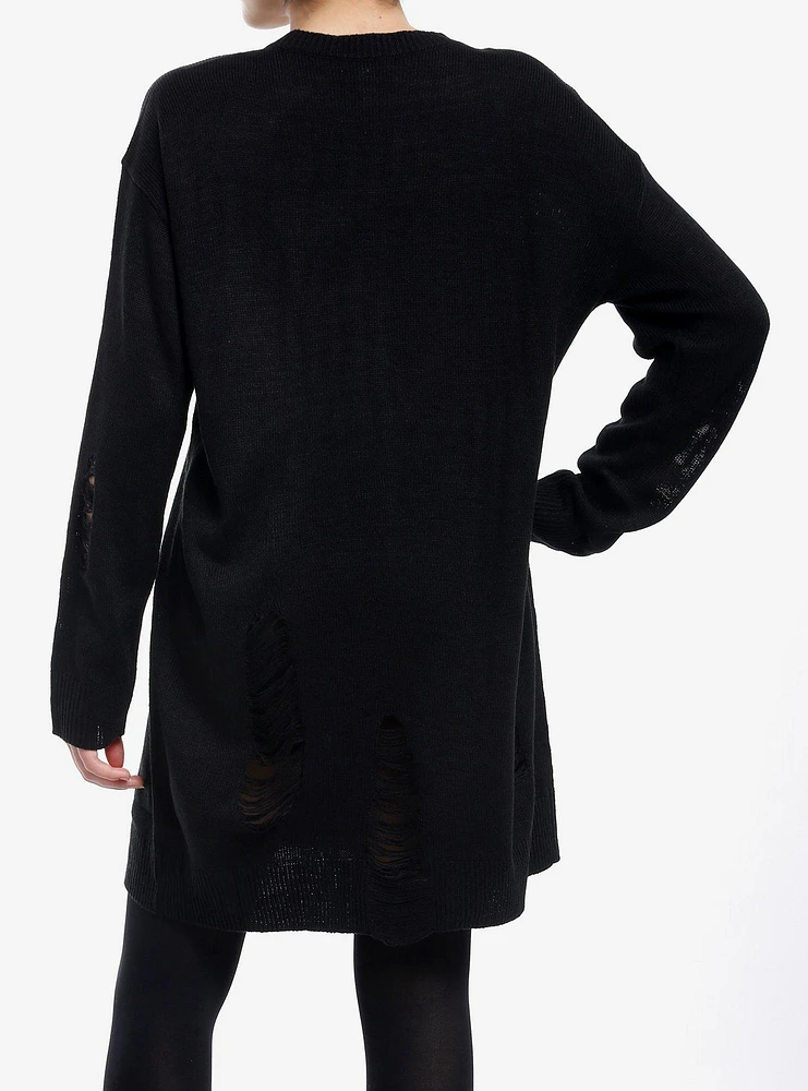 Cosmic Aura Gothic Cross Distressed Sweater Dress