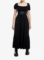 Thorn & Fable Faux Leather Harness Maxi Dress