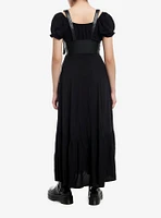 Thorn & Fable Faux Leather Harness Maxi Dress