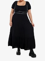 Thorn & Fable Faux Leather Harness Maxi Dress Plus