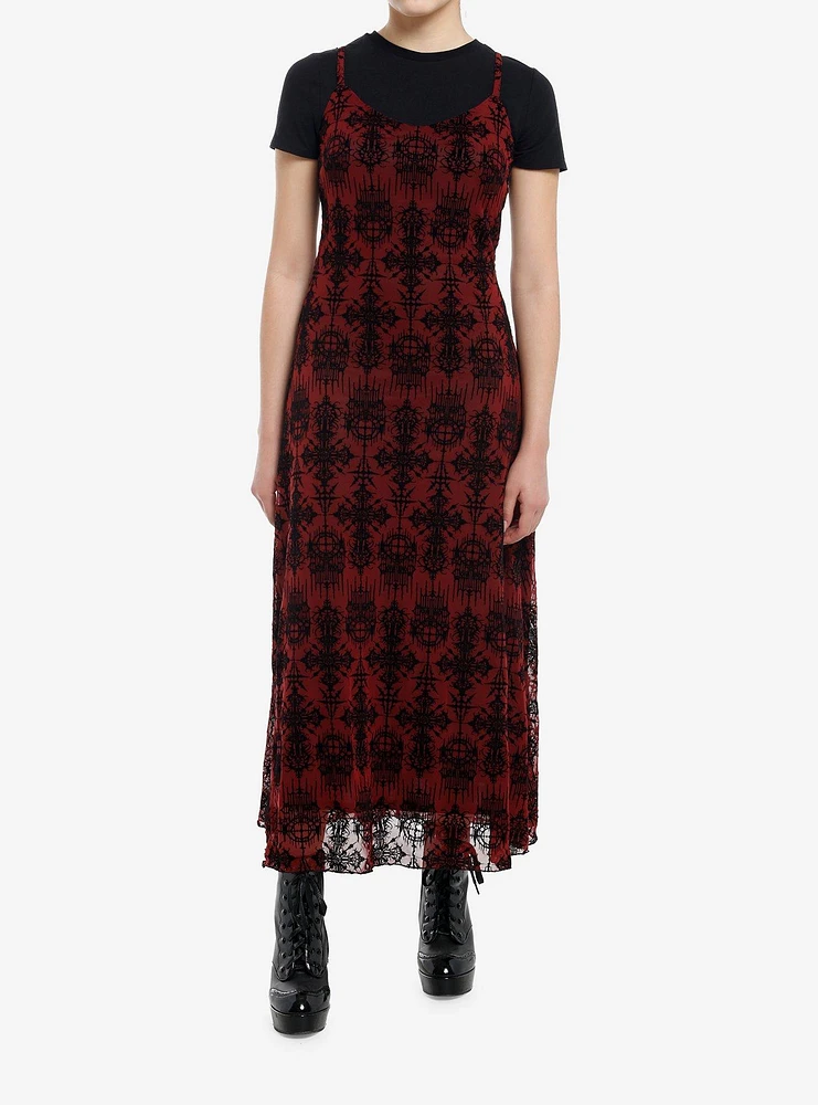 Cosmic Aura Goth Ornate Twofer Maxi Dress