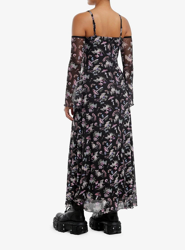 Thorn & Fable Mushroom Rat Cold Shoulder Maxi Dress