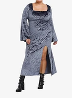 Cosmic Aura Skull Filigree Debossed Velvet Maxi Dress Plus