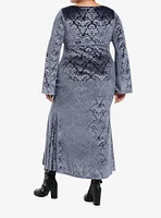 Cosmic Aura Skull Filigree Debossed Velvet Maxi Dress Plus