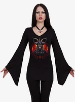 Baphomet V Neck Goth Sleeve Top