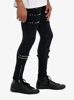 Black Pyramid Stud Patch Stinger Jeans