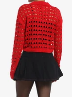 Sweet Society Red Heart Girls Crop Knit Sweater