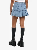 Sweet Society Star Patch Pleated Denim Skirt