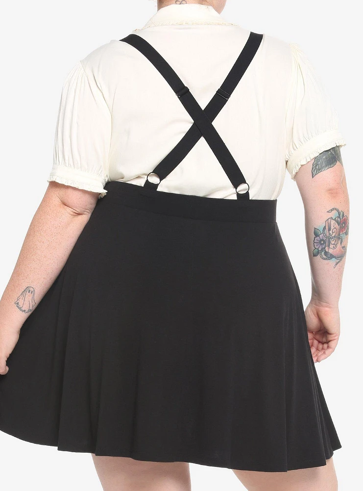 Black Suspender Circle Skirt Plus