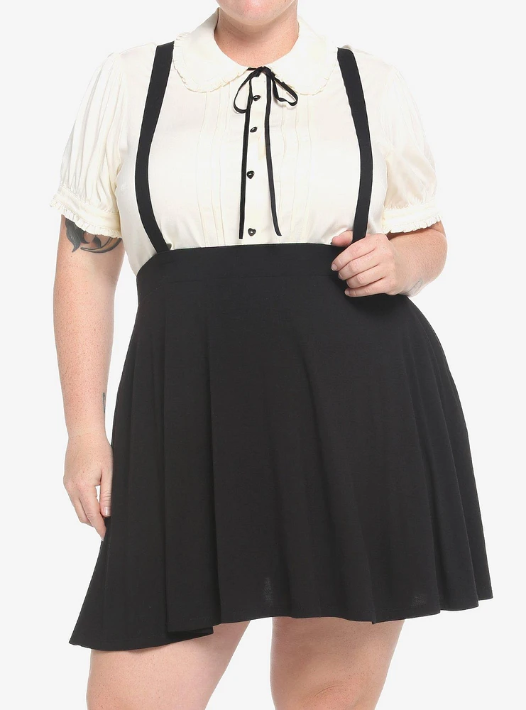 Black Suspender Circle Skirt Plus