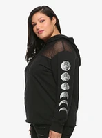 Moon Phases & Mesh Girls Crop Hoodie Plus