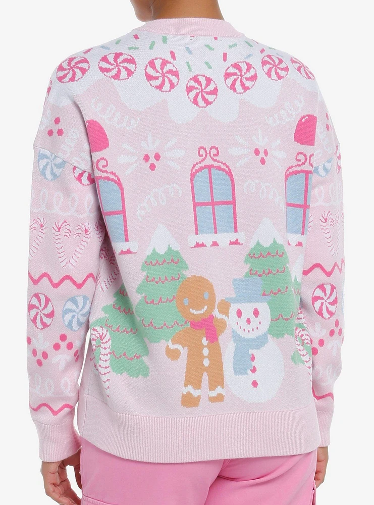 Sweet Society Pink Gingerbread House Girls Cardigan