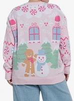 Sweet Society Pink Gingerbread House Girls Cardigan Plus