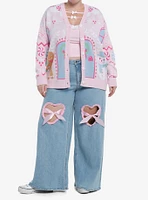 Sweet Society Pink Gingerbread House Girls Cardigan Plus