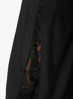 Black Lace Panel Wide Leg Pants