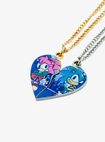 Sonic The Hedgehog Amy Rose & Sonic Heart Best Friend Necklace Set